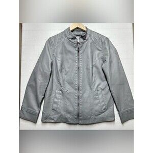 Christopher & Banks Faux Leather Jacket • Women’s M • Gray Moto Style